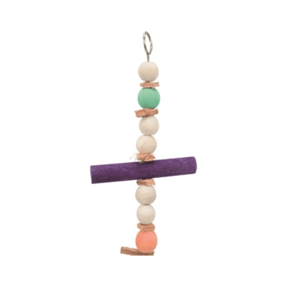 Trixie speelgoed met touw & kralen hout leer meerkleurig 28 cm 3 st - Papegaaishop