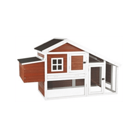 Trixie natura kippenhok grenenhout bruin wit 183x80x107 cm spacious chicken coop with ramp and nesting box