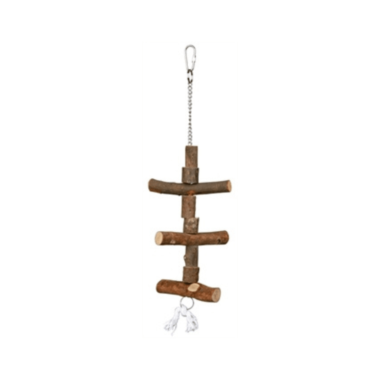 Trixie speelgoed met ketting touw schorshout 40 cm 3 st - Papegaaishop