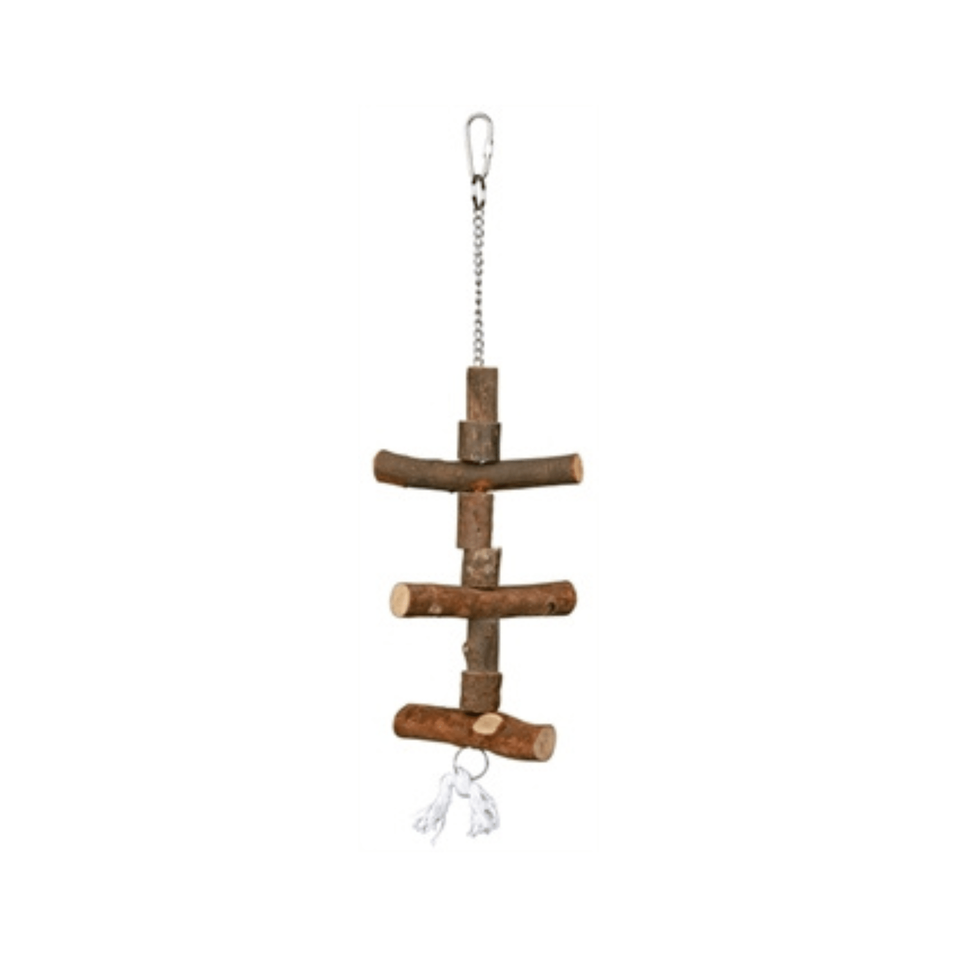 Trixie speelgoed met ketting touw schorshout 40 cm 3 st - Papegaaishop