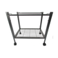Topmast Parkieten- en Kleine Papegaaienkooi Bologna, Zilvergrijs metal cage base with wheels and slide-out tray visible.