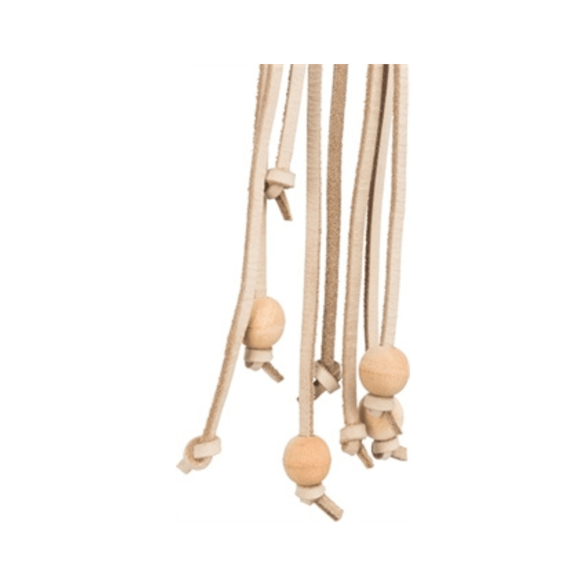 Trixie speelgoed veters leer met houten kralen naturel 50 cm - Papegaaishop
