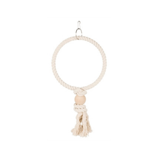 Trixie touwring met houten blok naturel 24x24 cm 3 st - Papegaaishop