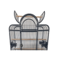 Strong parkietenkooi Bianca with open roof, wooden perches, stainless steel bowls, and sturdy black powder-coated frame.