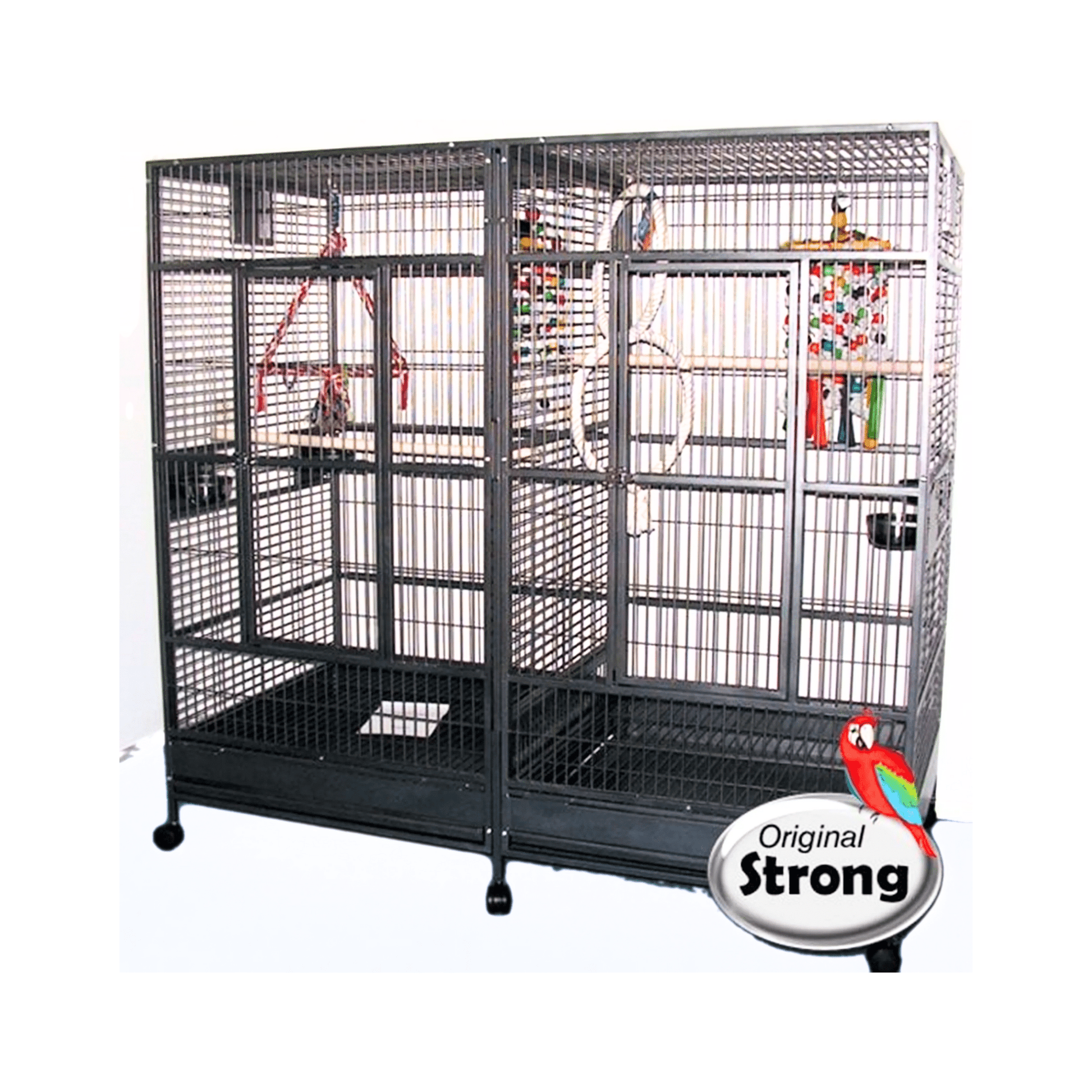 Strong Papegaaienkooi met Tussenwand Villa Amalia, Zilvergrijs - Papegaaishop