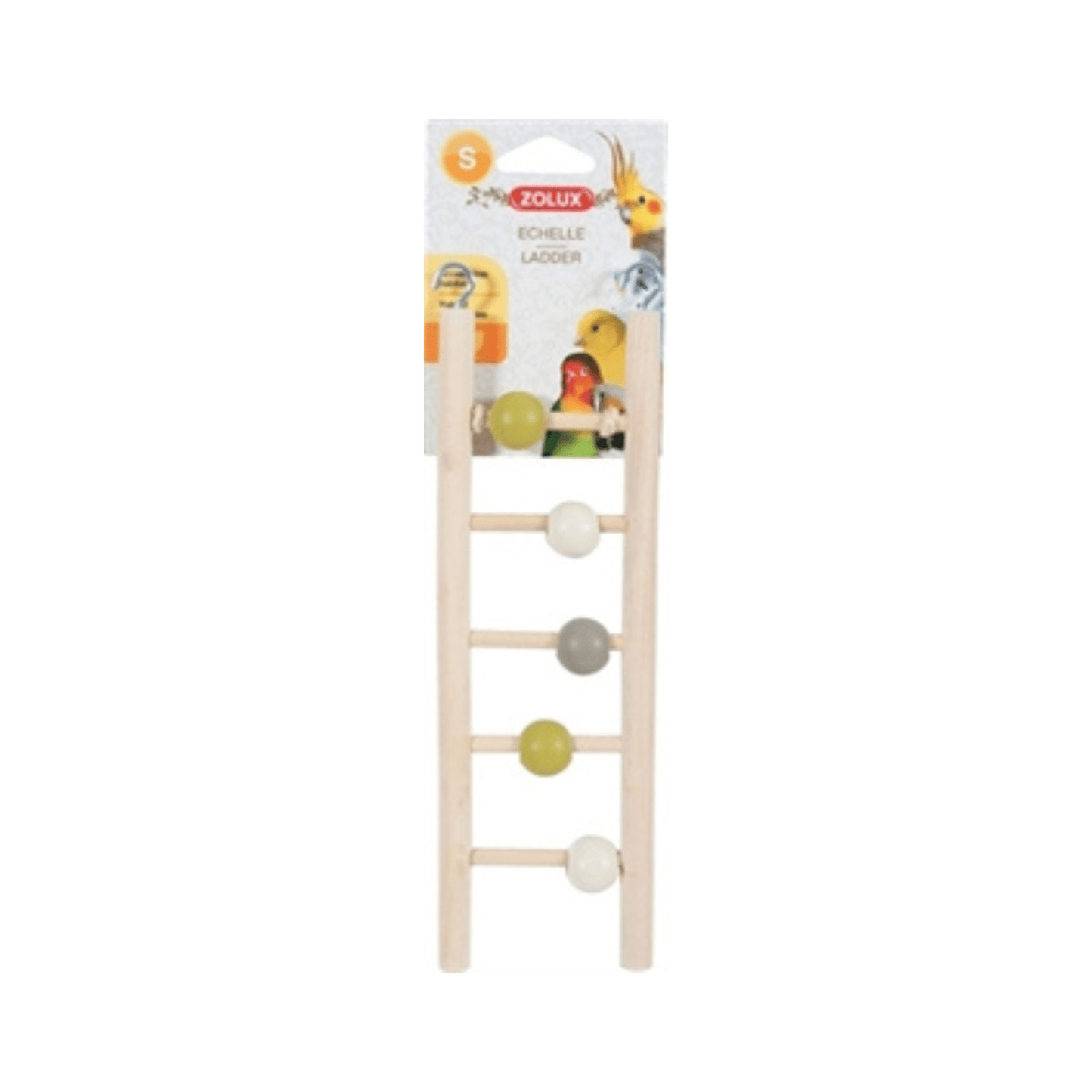 Zolux ladder hout 5 treden met kralen 1x7x23,5 cm - Papegaaishop