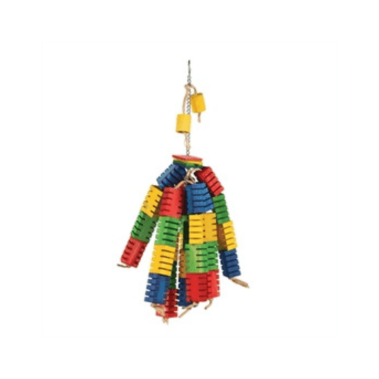 Happy pet groovy colour blocks 50x12 cm colorful wooden bird toy mobile for cage entertainment.
