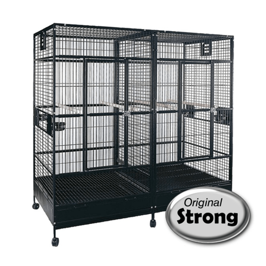 Strong Papegaaienkooi met Tussenwand Villa Amalia, Zilvergrijs - Papegaaishop