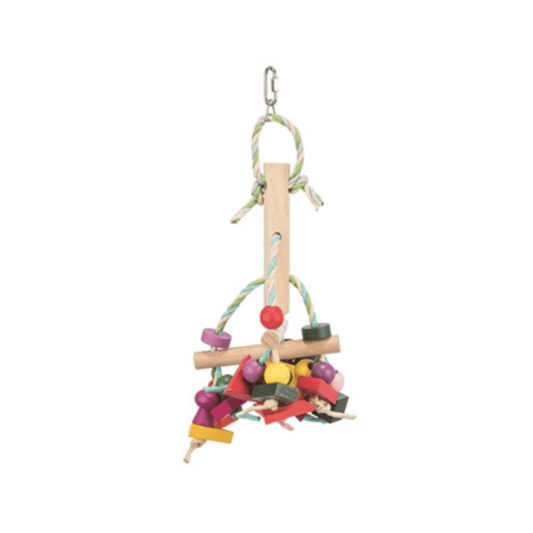 Trixie speelgoed met papieren bandjes hout meerkleurig 31 cm 3 st - Papegaaishop