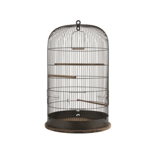 Zolux vogelkooi retro marthe 48x48x74 cm birdcage with industrial design, wooden base, and multiple perches for comfort.