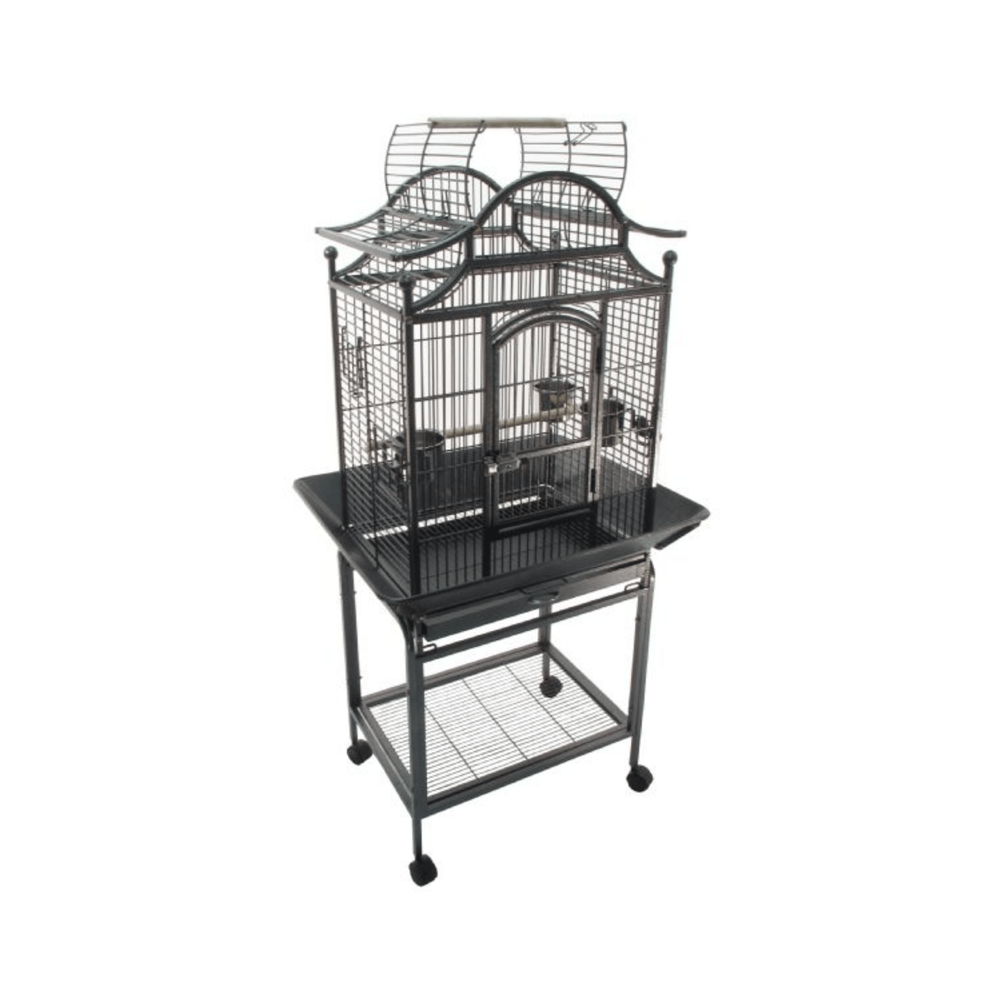 Topmast Parkieten- en Kleine Papegaaienkooi Bologna silver-gray bird cage for small to medium parrots with stand and wheels