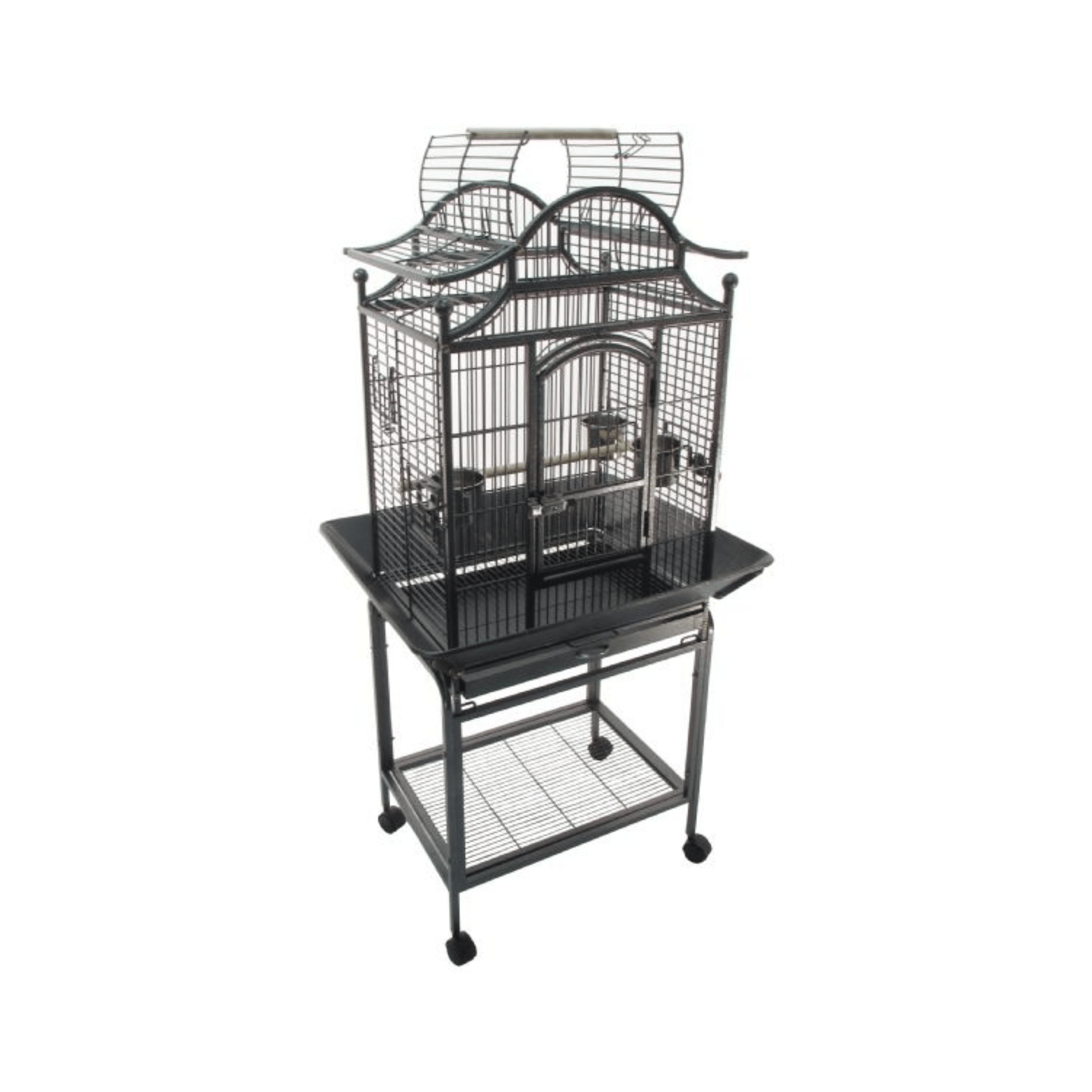 Topmast Parkieten- en Kleine Papegaaienkooi Bologna silver-gray bird cage for small to medium parrots with stand and wheels