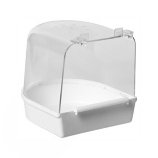 Vogelbad groot model wit 13x13x12 cm large white bird bath with cover to prevent water splashing and easy cage attachment