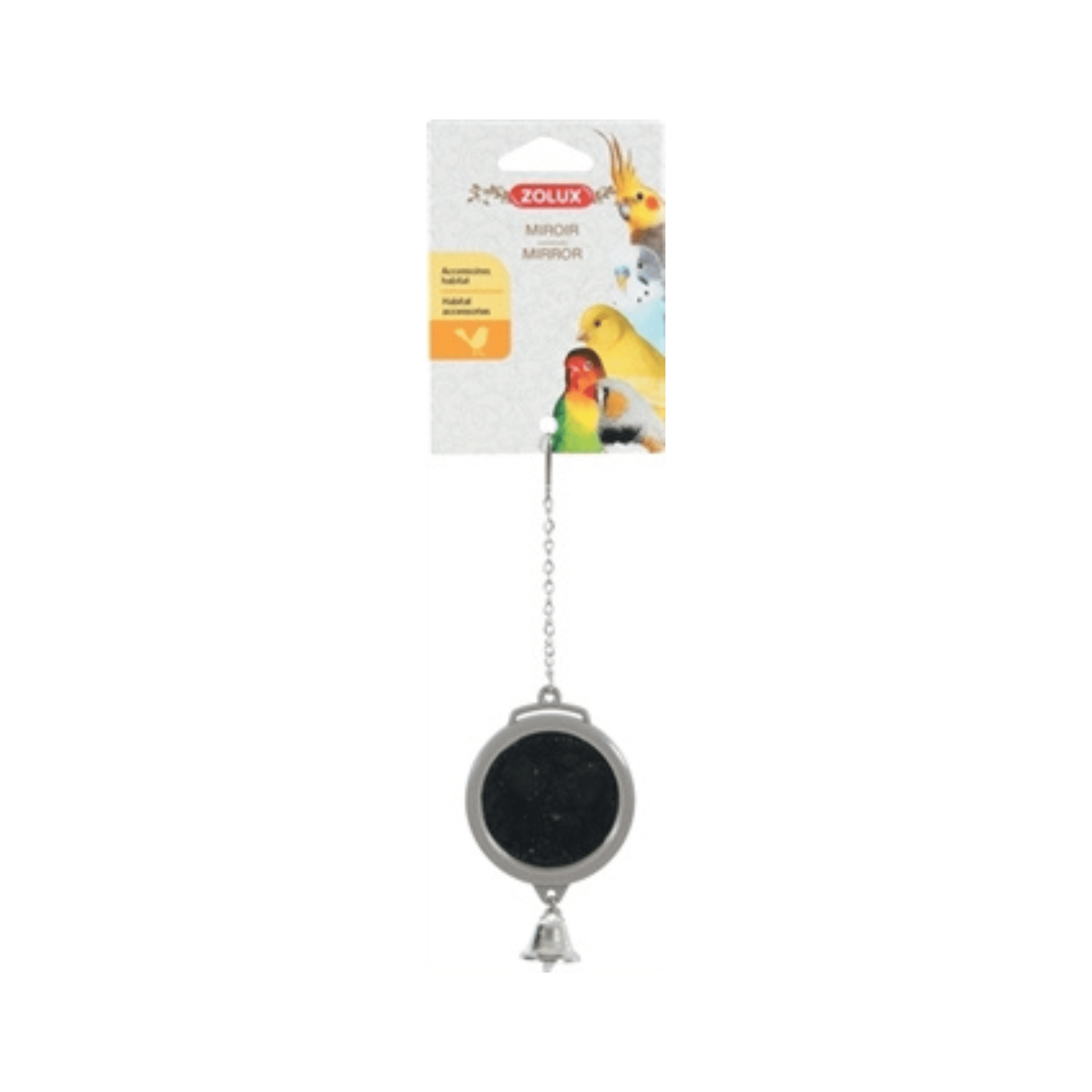 Zolux spiegel rond met bel assorti 5,5x1x16,5 cm - Papegaaishop