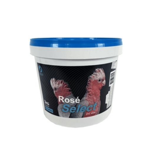 Hareco rose select met pellets 1 kg bucket with nutritious seed and pellet mix for Rosé kaketoes.