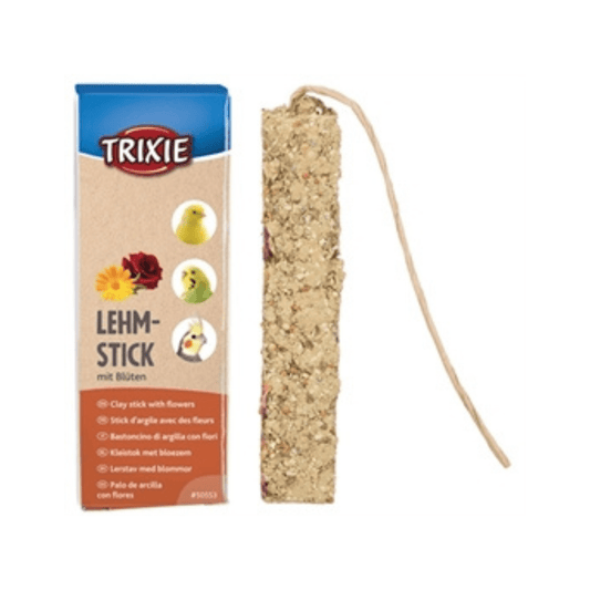 Trixie kleistok met bloemen 250 gr 2 st clay stick with flowers for canaries and parakeets healthy treat