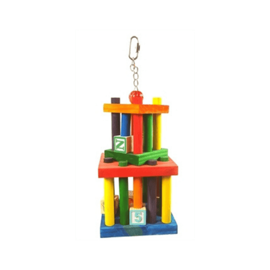 Happy pet vogelspeelgoed doolhof 37x14x14 cm colorful three-level bird maze toy with wood, acrylic, and rope materials