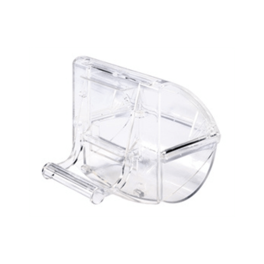 Imac voerbakje mia 8,2x9,5x8 cm clear plastic feeder bowl with hooks for easy cage attachment.