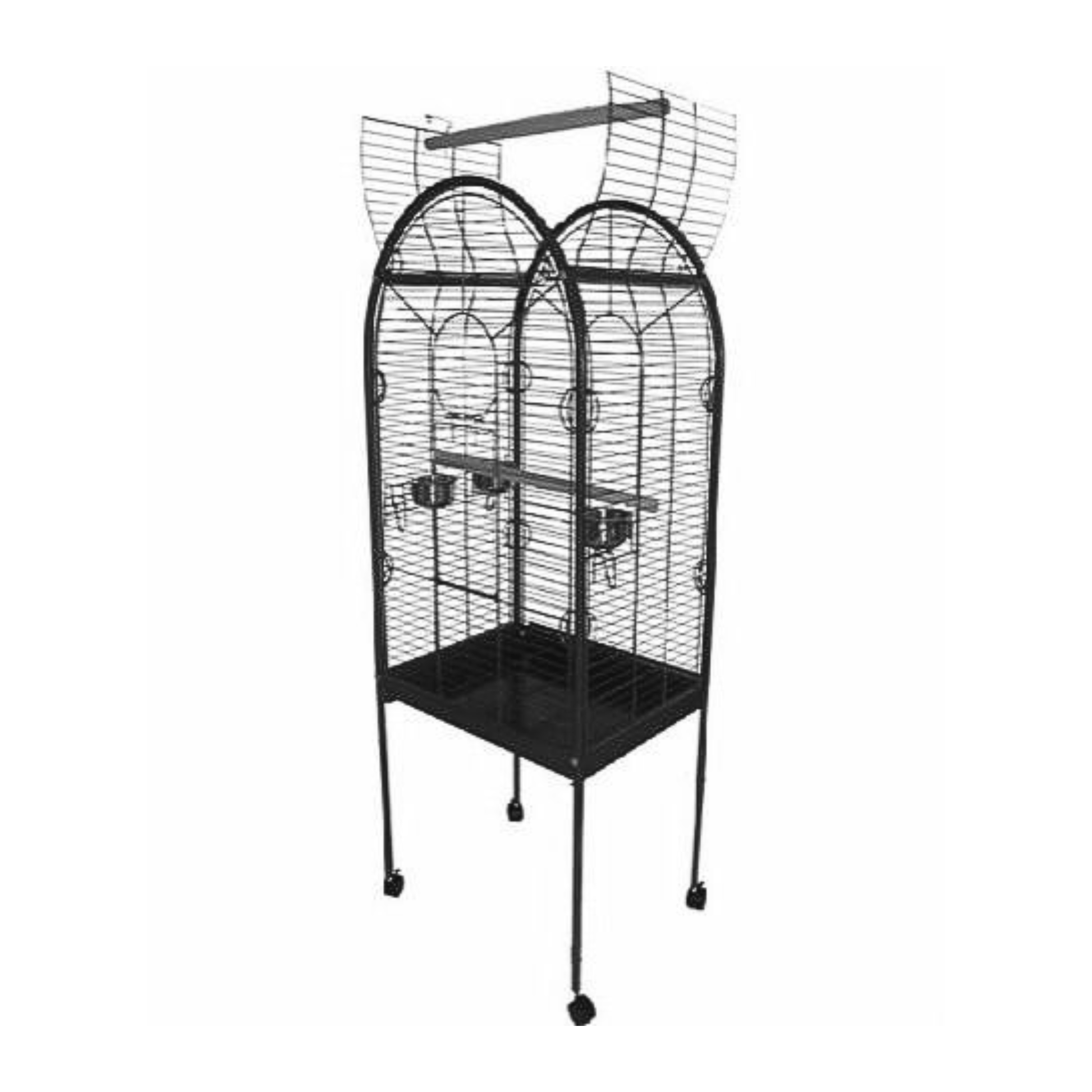 Topmast Parkieten- en Kleine Papegaaienkooi Joan black bird cage with wheels, perches, and feeding dishes for small parrots