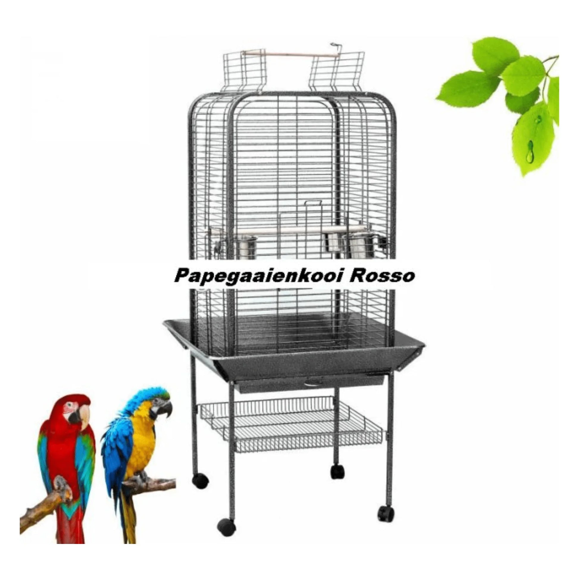 Topmast Parkieten- en Kleine Papegaaienkooi Rosso, Zilvergrijs - Papegaaishop