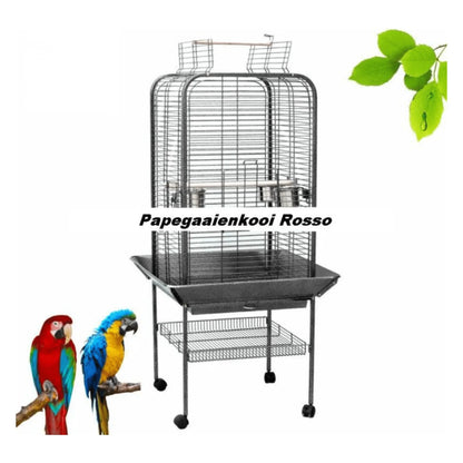 Topmast Parkieten- en Kleine Papegaaienkooi Rosso, Zilvergrijs - Papegaaishop
