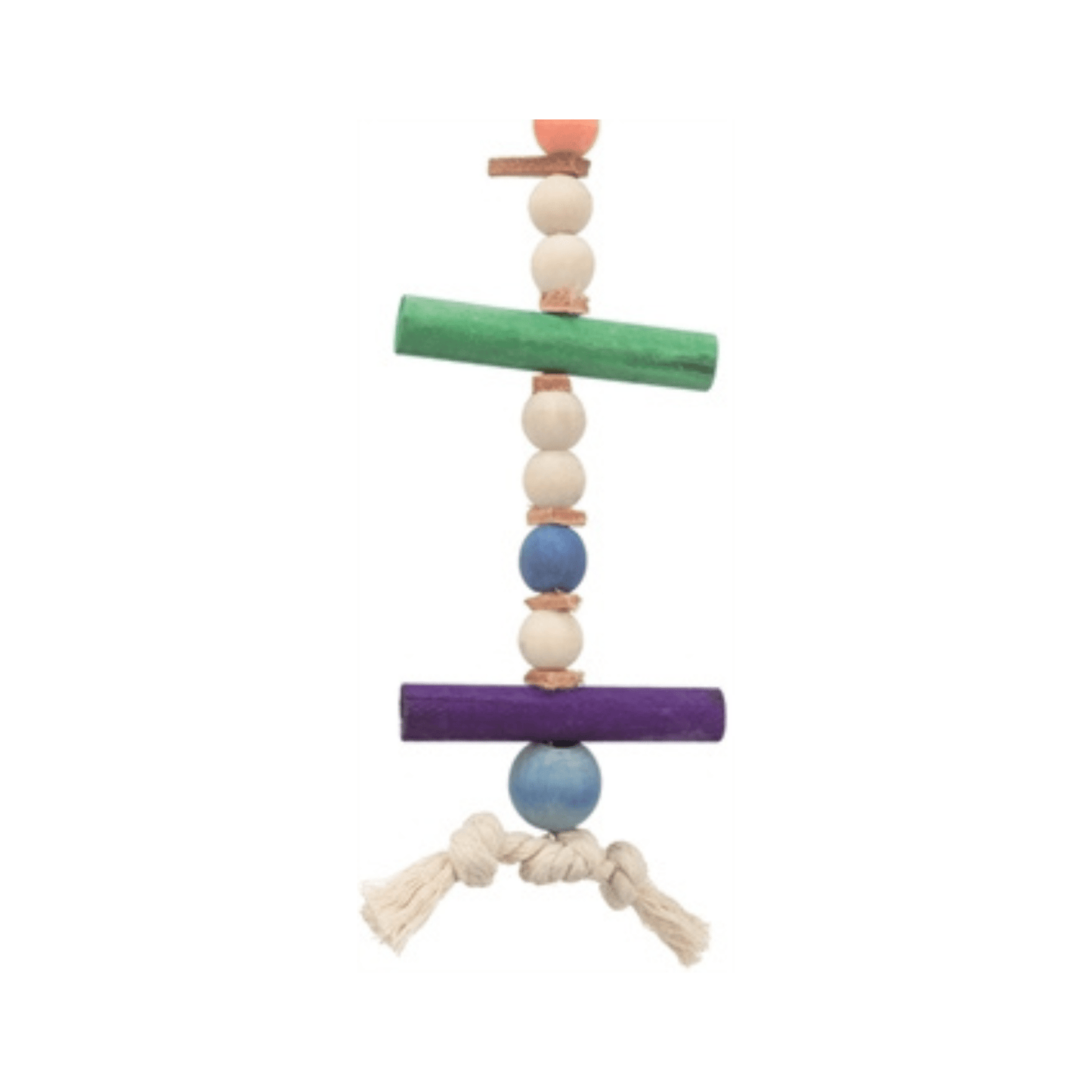 Trixie speelgoed met touw & kralen hout leer meerkleurig 28 cm 3 st - Papegaaishop