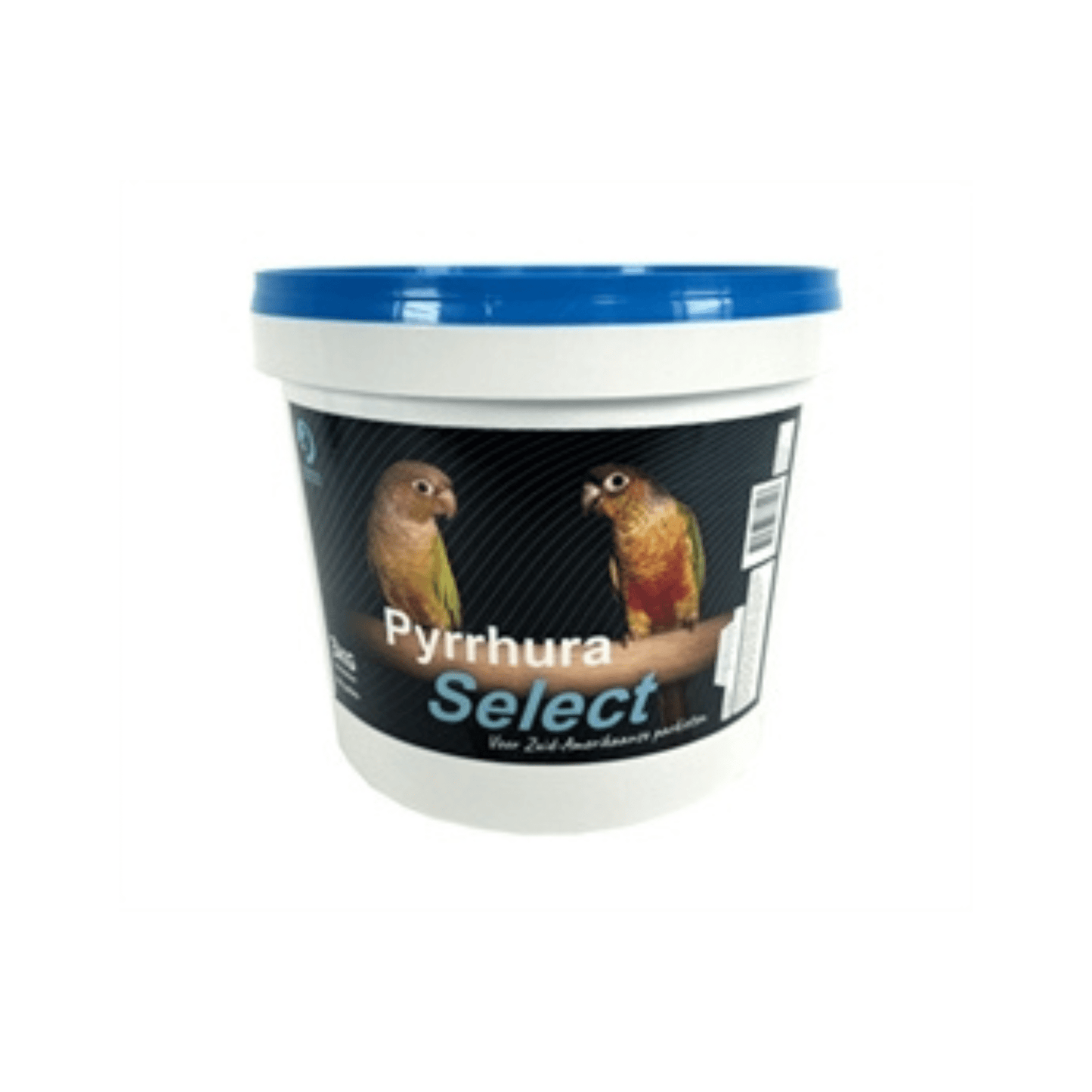 Hareco pyrrhura select met pellets 3 kg bird food container with colorful pyrrhura parrots on label.