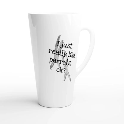White Latte 17oz Ceramic Mug Funky Parrot - Papegaaishop